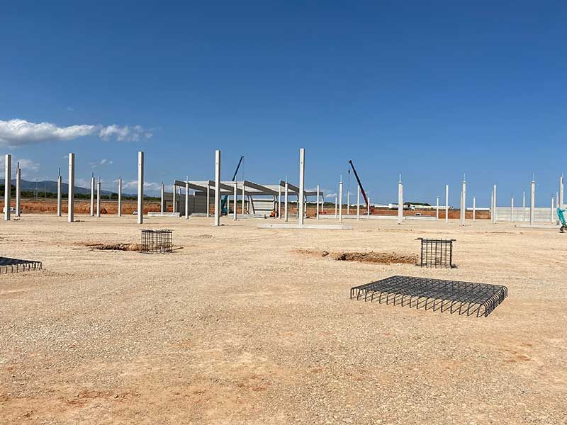 Replanteo de zapatas de nave industrial