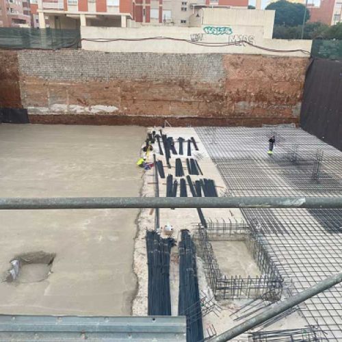 Replanteo de ejes de pilares de obra