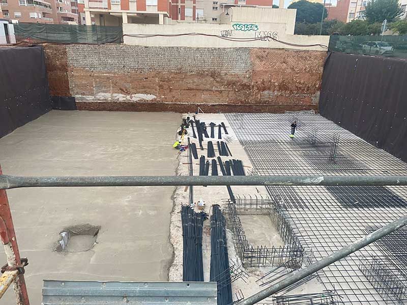 Replanteo de ejes de pilares de obra
